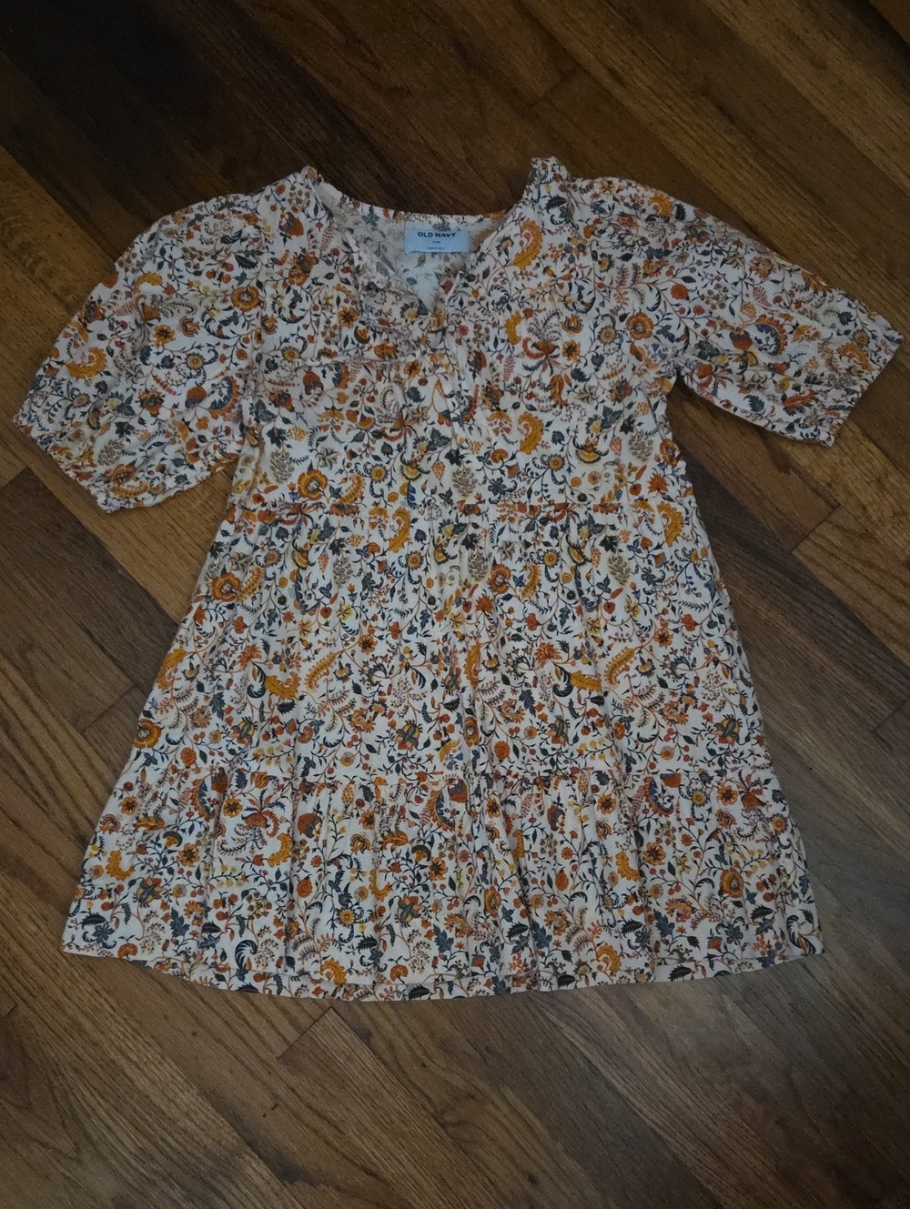 Old Navy Puff-Sleeve Tiered Floral-Print Swing Dress Size 8 NWOT